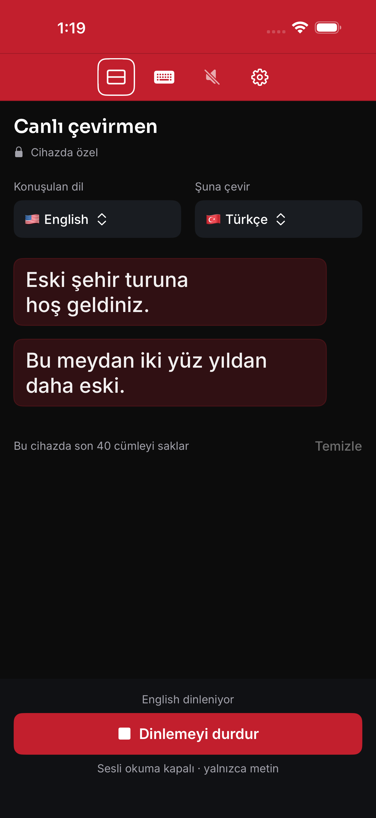 Arda Çeviri — Kişisel canlı çeviri